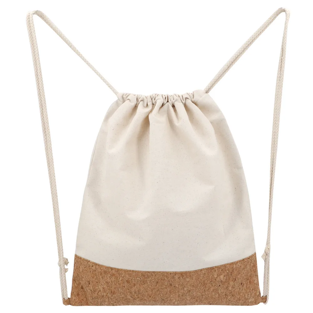 New cork fabric tote bag with fixed logo one shoulder shopping bag cork grain biodegradable and environmentally friendly zipper