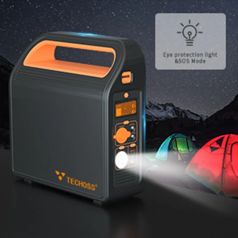 
TECHOSS 300W Portable Power Station Big Capacity High Power AC 110V 220V 86400mAh Outdoor ODM OEM 