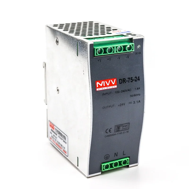 To 24v Switch Power Supply Din Rail DR-75 Industrial Control 3.2A 220VAC 51 - 100W Single