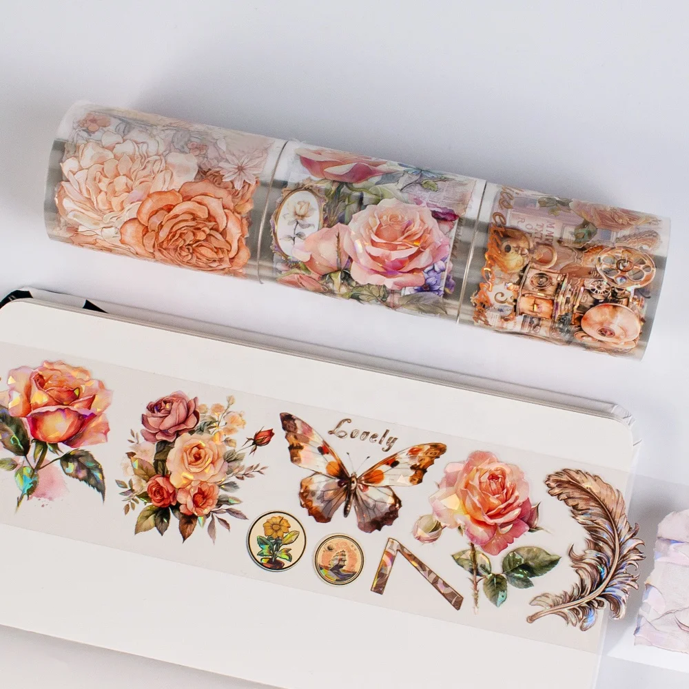 custom print Iridescent PET Tape 394inch/roll decorative stickers PET washi tape for Journaling Supplies