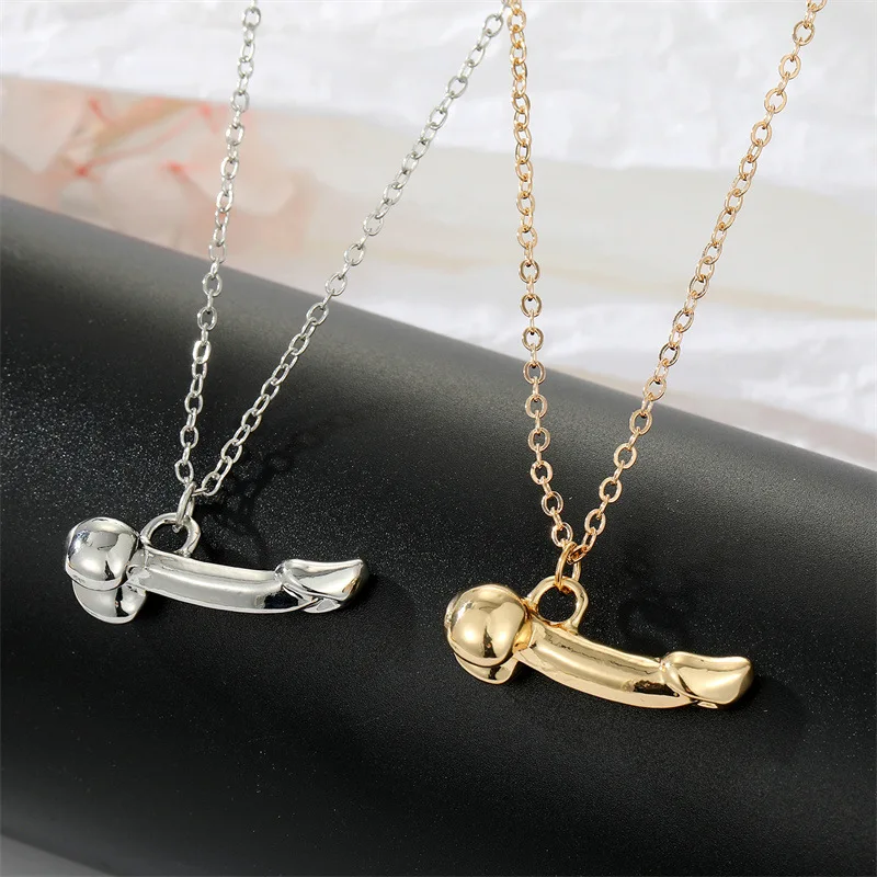 FanYue Exaggerated male genital necklace Trendy punk body part penis pendant necklace gold silver jewelry