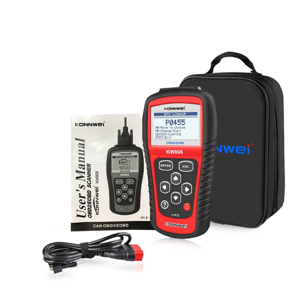Popular OBD2 EOBD CAN Automotriz Diagnostic Scan Tool KONNWEI KW808 16pin Diagnosis Machine Car Scanner