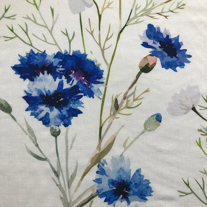 Rayon digital printed fabric spring and summer new white flower dress suspender Pajama clothing fabric