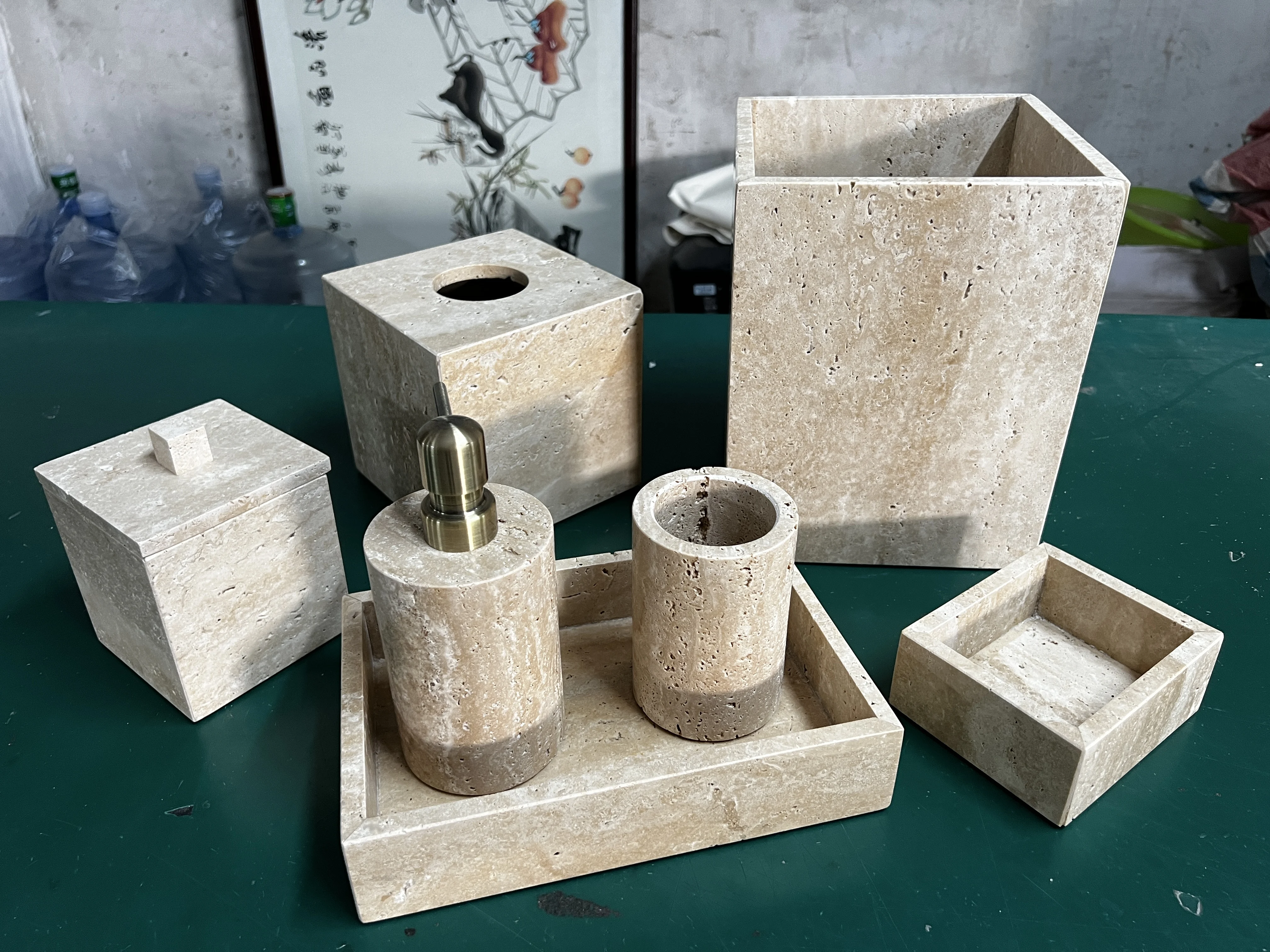 Bathroom Luxury Accessories Set Marble Stone Bathroom Accessories