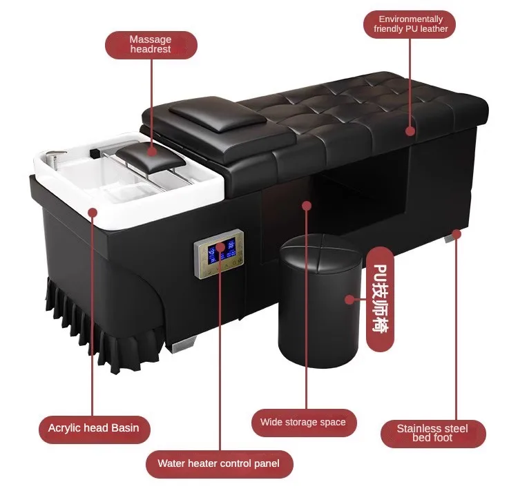 Head Spa Hair Wash Station Massage Chair With Steam Spa Head Water Therapy Thai Massage Shampoo Bed