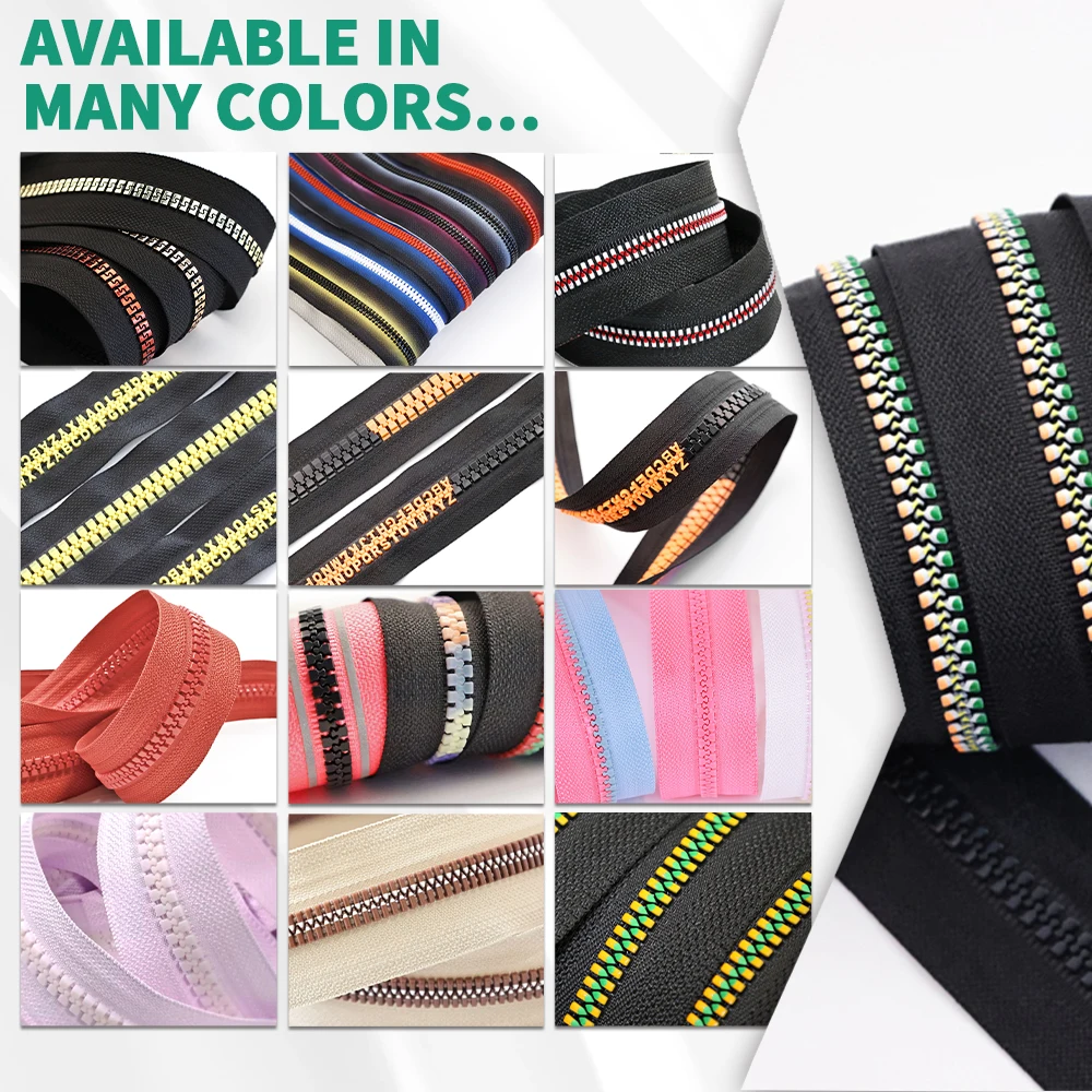 Custom Size Color Long Chain Plastic Zipper Rolls For Clothes Bag A Grade Pom Injection Resin Zippers Factory Higher Quality