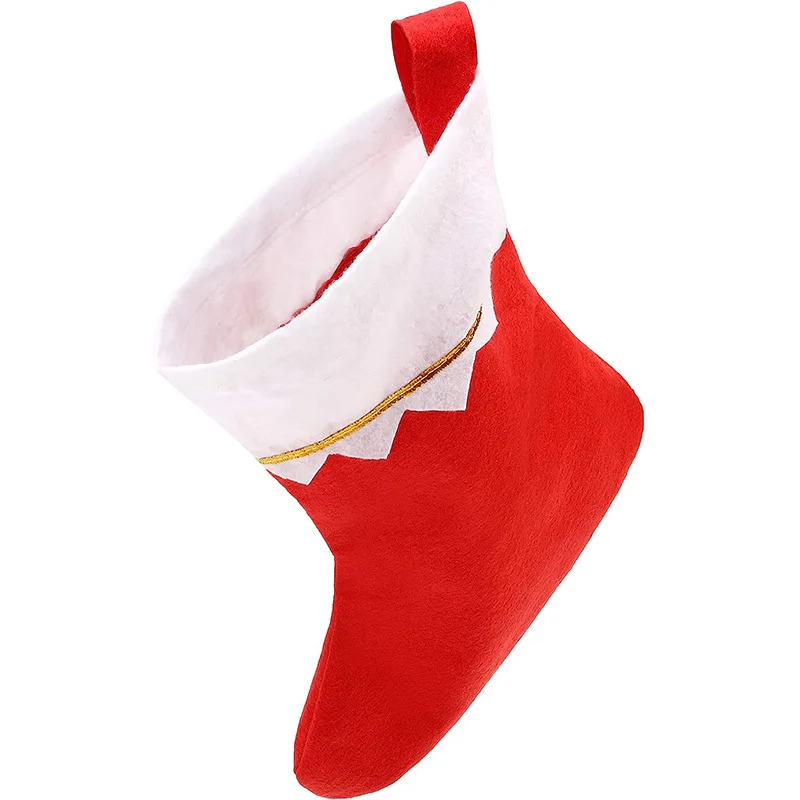 Wholesale non-woven felt Christmas Stocking Red Christmas Stocking hanging gift bag gold line Stocking Christmas decoration