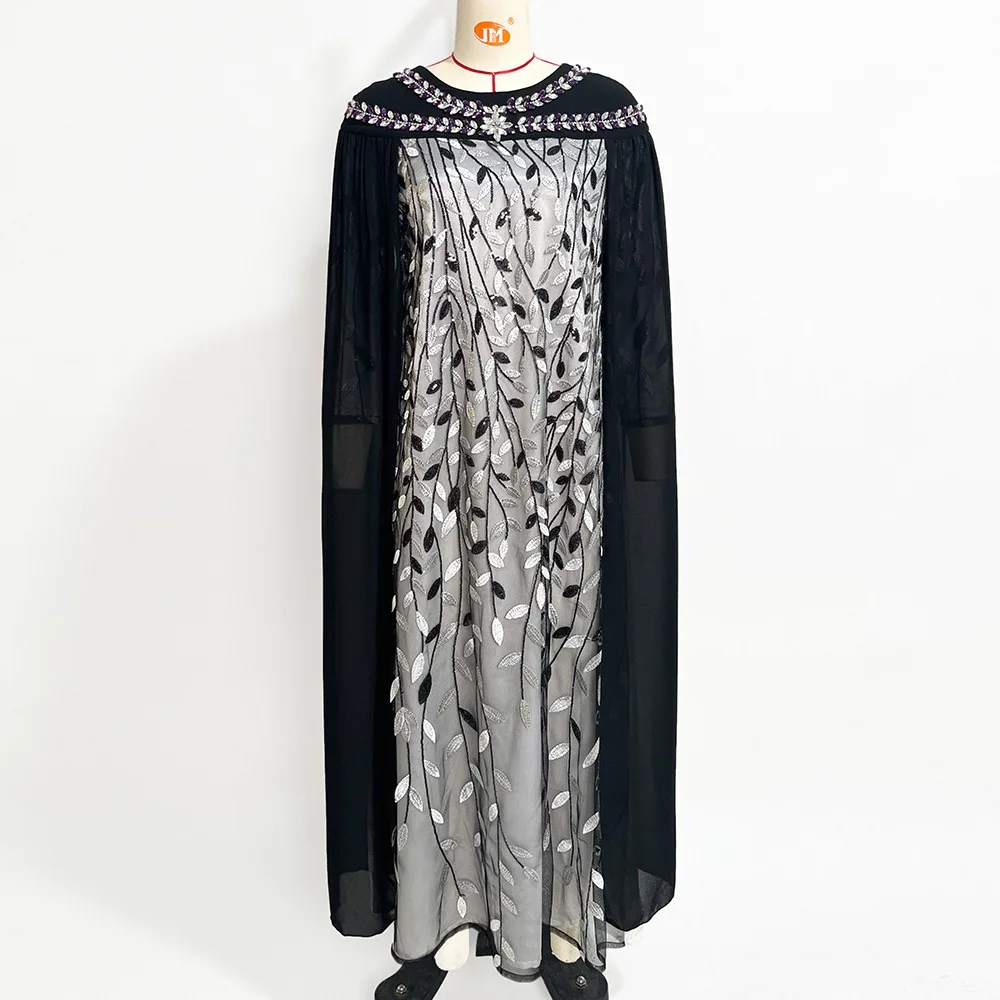J&H 2022 high quality beaded embroidery design modern style dubai abaya muslim dress luxurious islamic clothing party dress