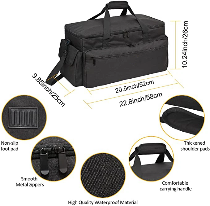 Large Capacity DJ Gig Bag Carry Case with Detachable Dividers and Storage Function Travel Storage Bags for Cables & Files