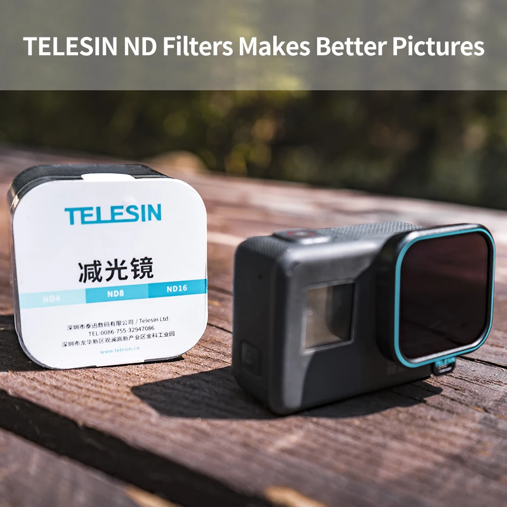 Комплект фильтров для объектива TELESIN 3 шт ND4 ND8 ND16 SeNeutral фильтр плотности Go Pro Hero7/6/5 аксессуары камеры