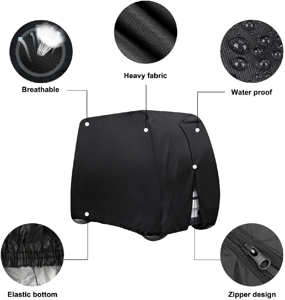 Ningyi Customized 200D Waterproof Golf Cart Cover 2-seater 4-seater 6-seater Golf Cart Rain Cover UV Protec