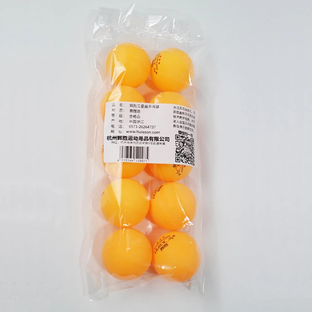 HUIESON 10pcs\bag OEM Cheap Custom Printing Logo 3 Stars 40mm Celluloid  Training   table tennis balls