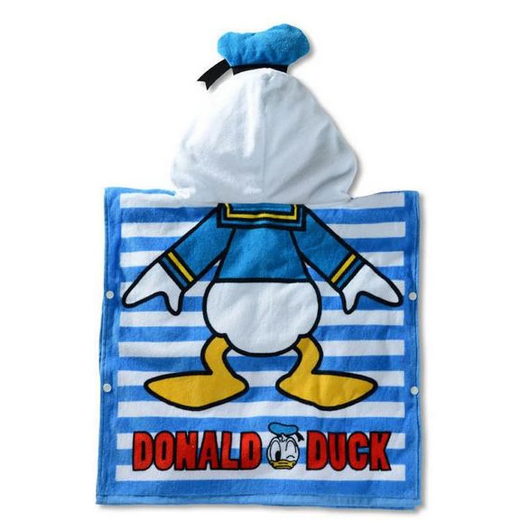 Kids Boy Hooded Terry Towel Cartoon Bathroom Home Housecoat Beach Towel 100% Cotton Poncho Smock Bath Robes