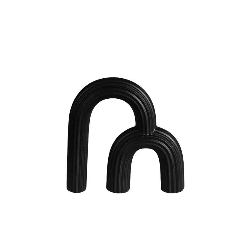 Wholesale Nordic style wedding centerpiece vase black and white donut shaped ceramic vase for home decoration
