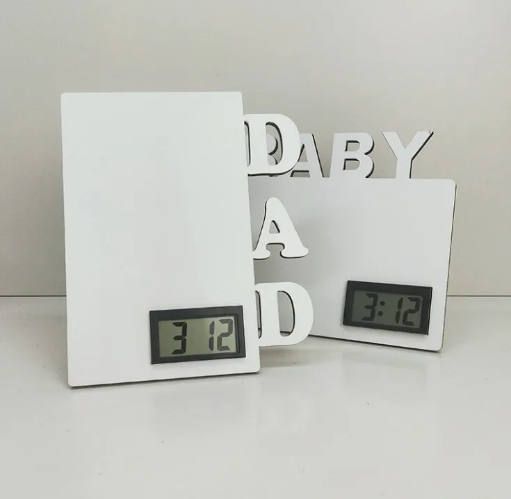 dad baby sublimation lcd desk clock photo panel frame