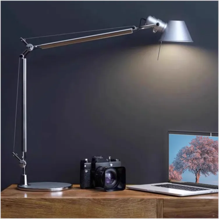 Italian  Industrial Wind Machinery long Rod Rocker arm Table Lamp Design sense Office desk Eye Protection Reading Lamp