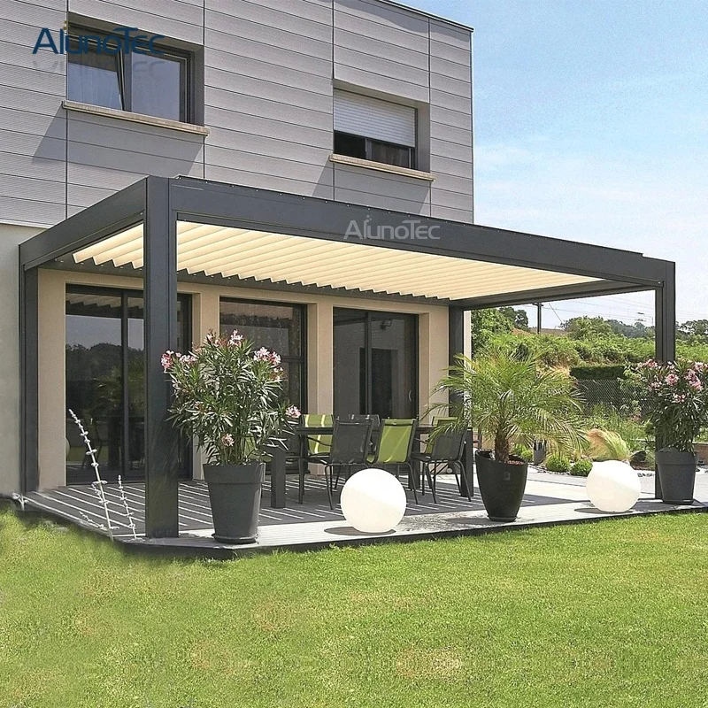 Waterproof Louvered Roof Pargola Louver Roof Pergola With Zipped Blinds