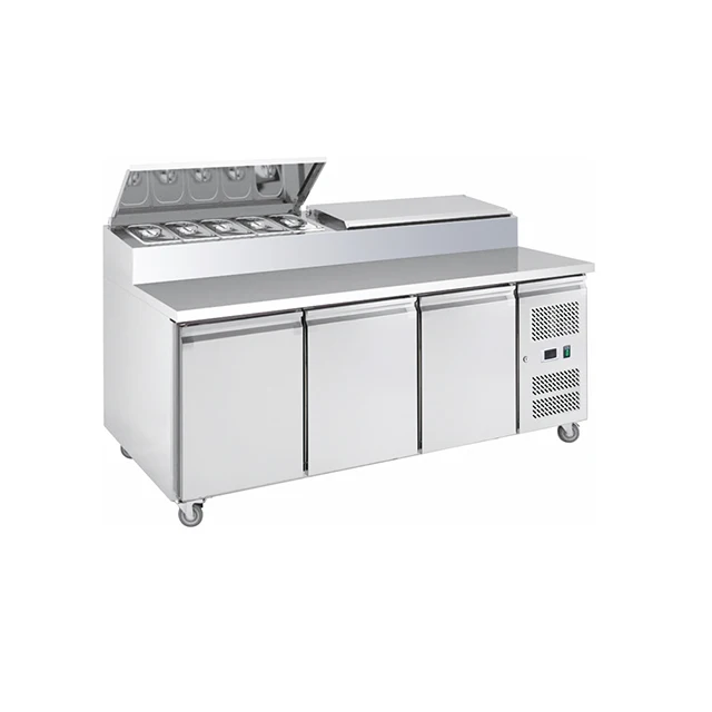 Refrigeration Equipment Bakery Counter Chiller Pizza Top 2 Solid Door 7 Drawers Counter Salad Table