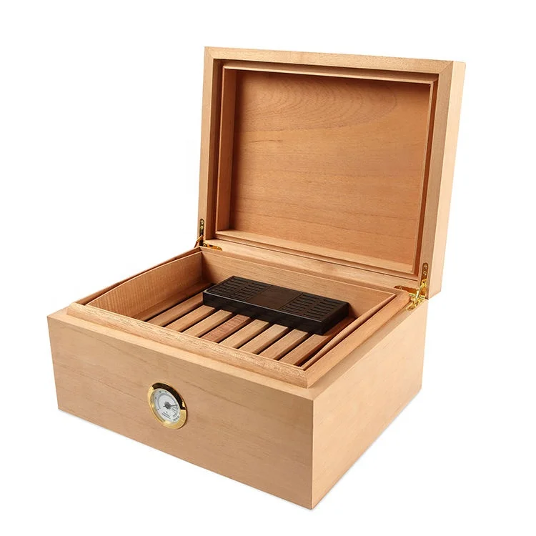 YUEFENG factory wholesale handmade  cedar wood cigar box/ humidor with solid wood tray