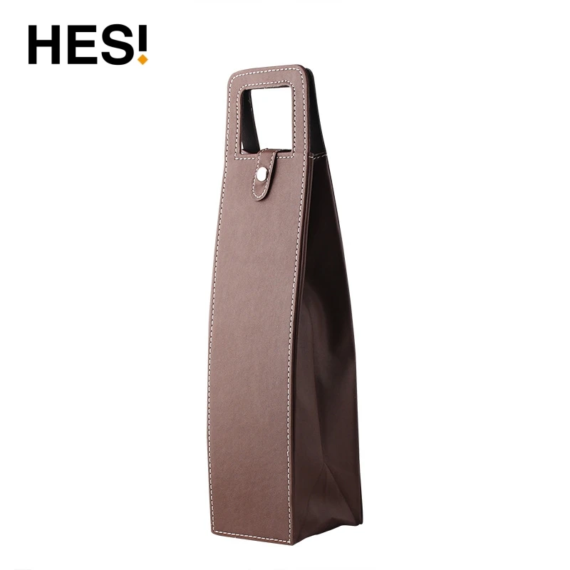 Custom LOGO Luxury Single Double PU Leather Wine Bottle Gift Packaging Bag Wine Tote Bag