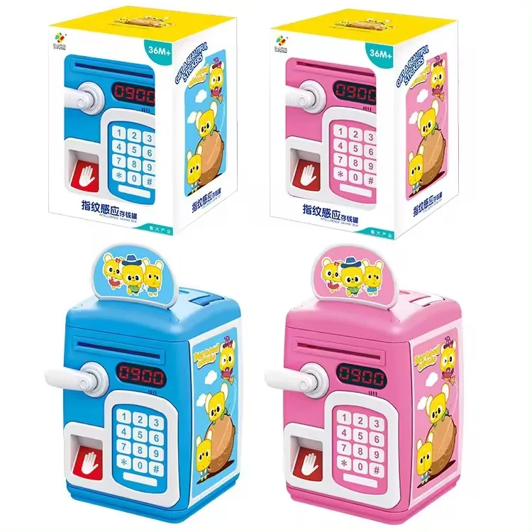 Fingerprint Sensor Electronic Money Box Mini Atm Bank Toy for Children