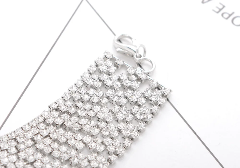 Rhinestone Choker Luxury Statement Wedding Big Tassel Necklace For Women Flower Collier 2019 Fashion Jewellery