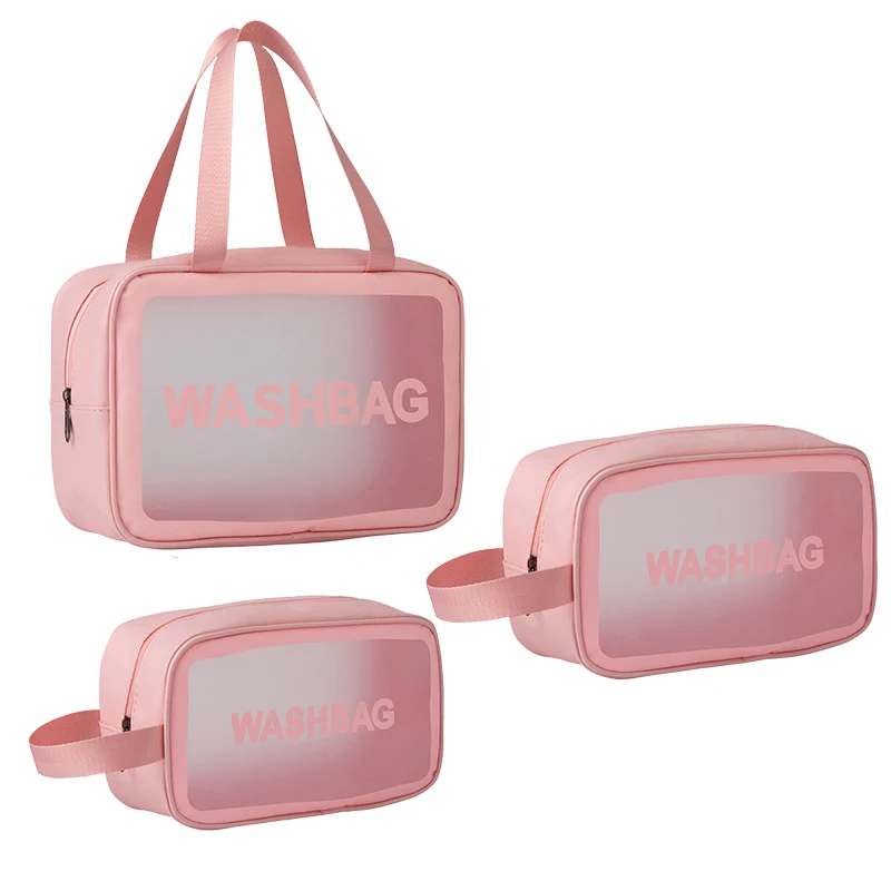 Hot Custom Logo Grand Tour Waterproof Polyurethane PVC Makeup Bag Zipper Makeup Bag With Handle