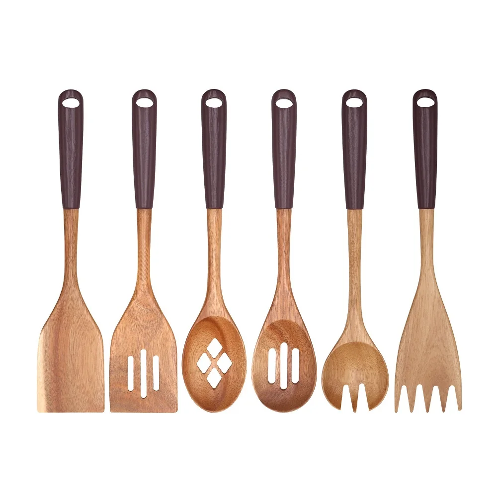 Promotion Cookware Gift Made in China Natural Wooden Spoons Set Household Kitchen Utensil Wooden Cooking utensils