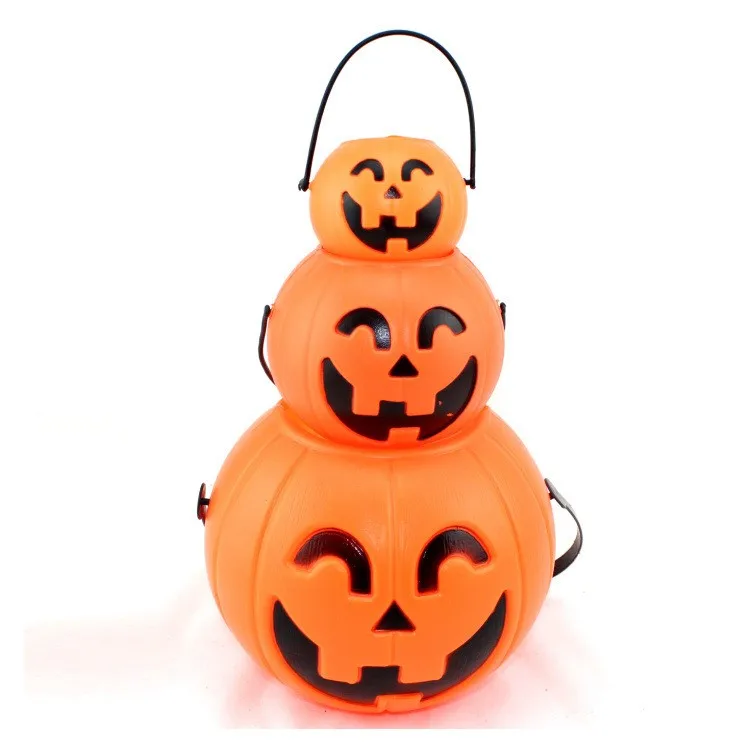 Halloween Bar Decoration Jack-o-lantern Children plastic Candy Jar Portable Pumpkin Bucket