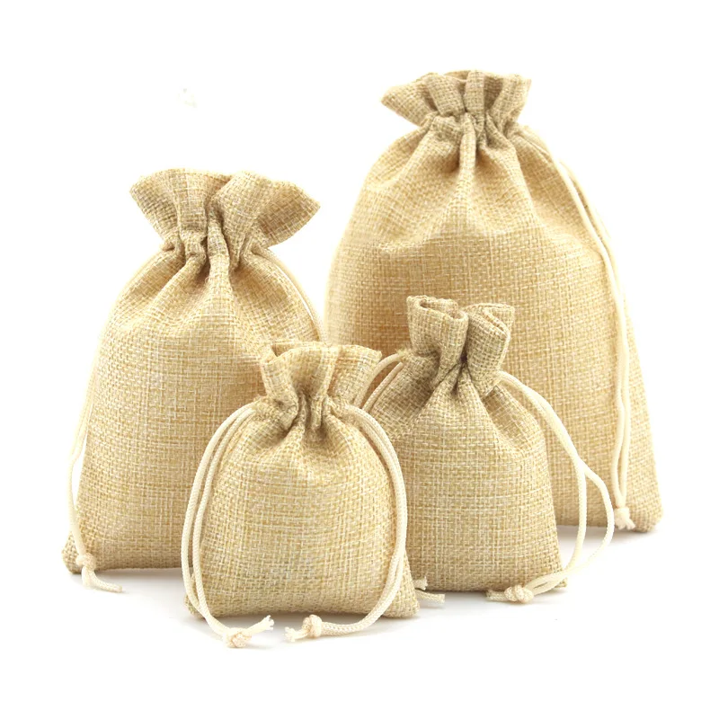 Mini Jute Drawstring Burlap Bags Wedding Favors Party Christmas Gift Jewelry Hessian Sack