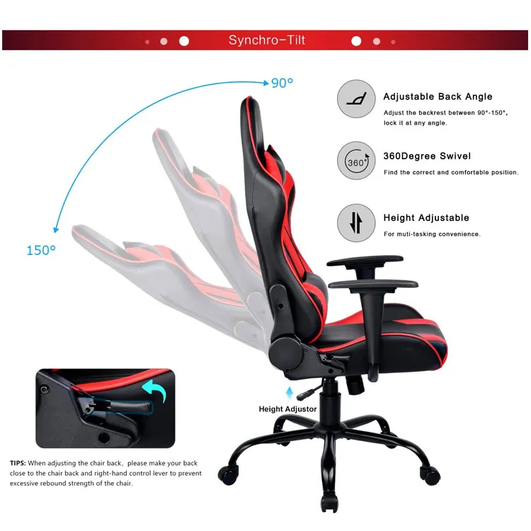 Heavy Duty Swivel  Ergonomic Design with Cushion and Reclining Back Support gaming  chair