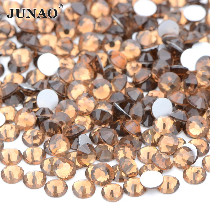 JUNAO Hot Sale SS8 SS10 SS12 SS16 Glass Crystal Stones Rhinestones Wholesale Half Round Nail Salon Flatback Round Rhinestones