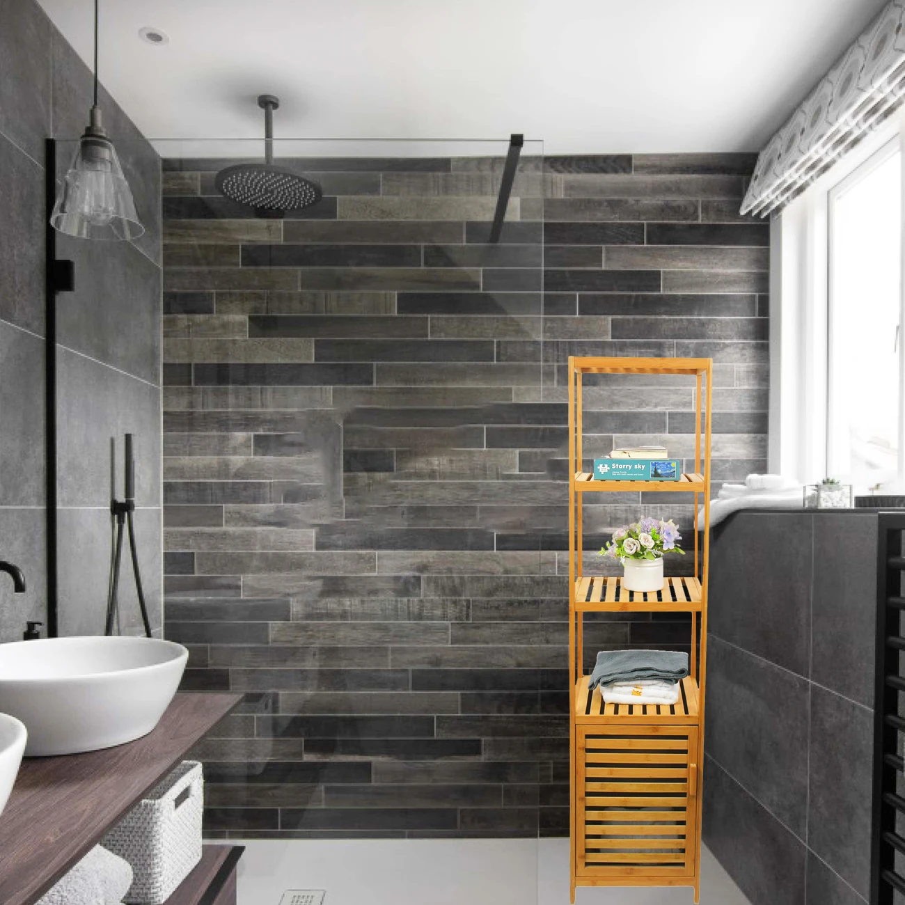 Свободный стоящий Плетеный абажур из натурального дерева белье башня ящиками Шкаф бамбуковые шкафы ванной комнаты пол стеллаж для хранения с 3 ярусная полка