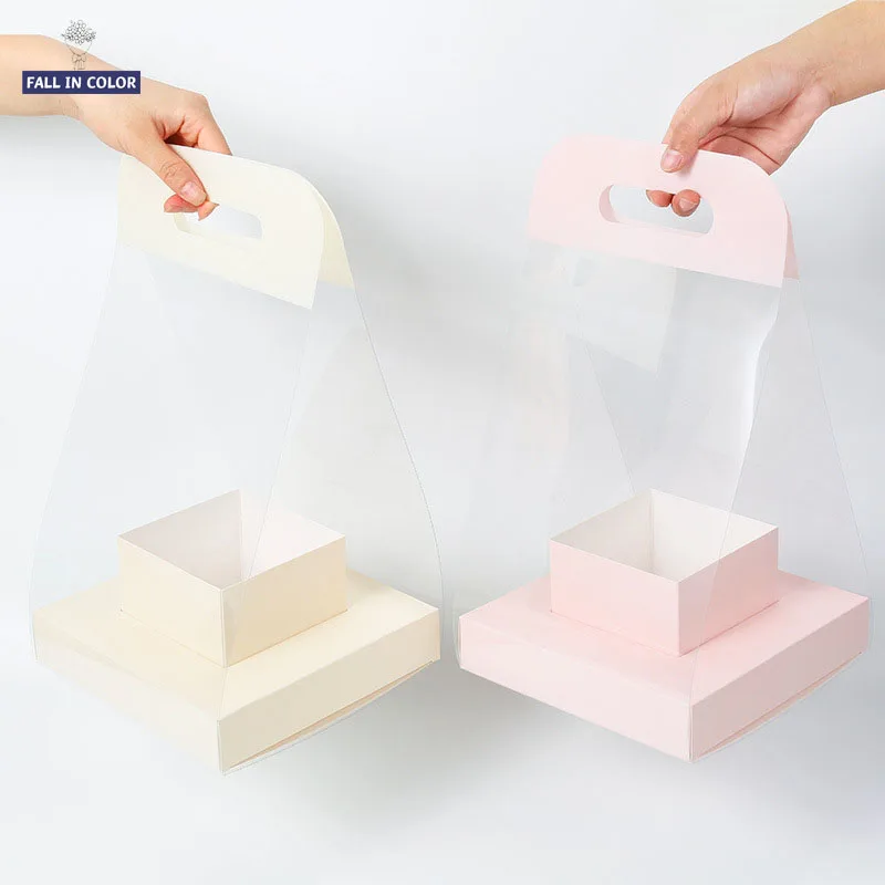 Fall In Color Wholesale PVC Paperboard Flower Basket With Handle Balloon Flower Boxes