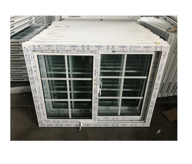 White Pvc Frame Vinyl Low E Glazed Heat Insulated Waterproof Good Sealing Performance UPVC Vertical Sliding Windows