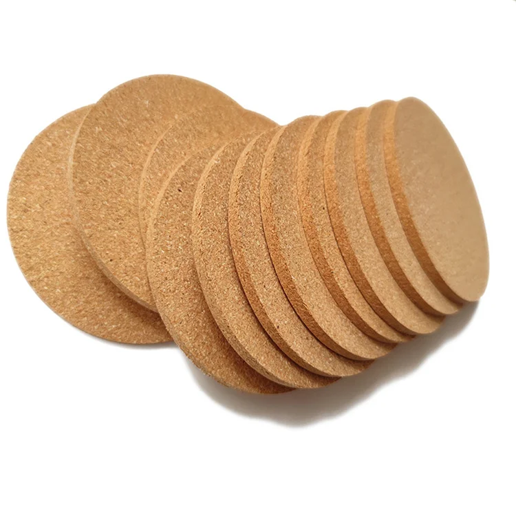 Factory Price Square Round Cork Coasters For Drinks Custom Logo Wholesale Table Cup Mats Set Print Natural Wood Coasters