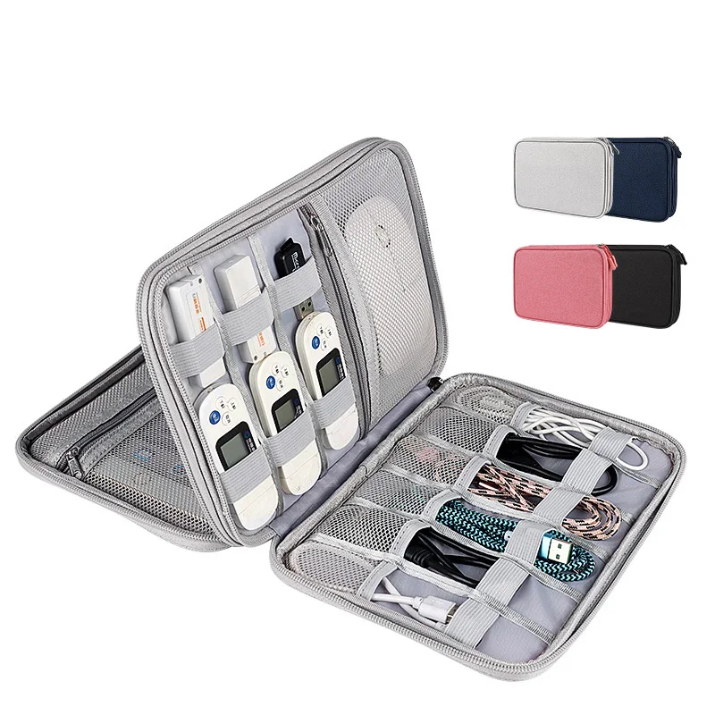 Multifunctional Carry Case Custom Logo Pack Storage Pouch Zipper Durable Electronics Organizer Travel Digital Storage Cable Bag