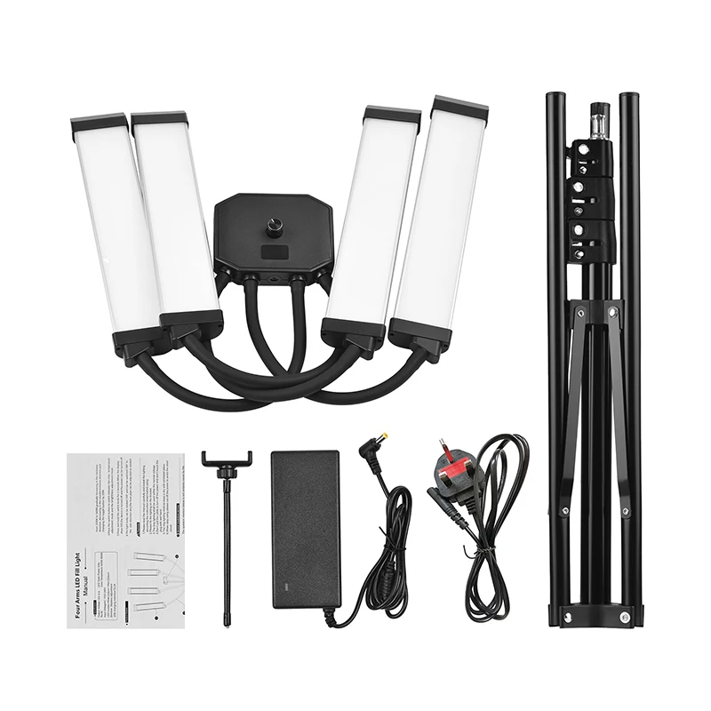 Fill Light LED 4 Arms Light with Tripod Stand Makeup Live Youtube Video Photography Eyelash Tattoo 4 Light