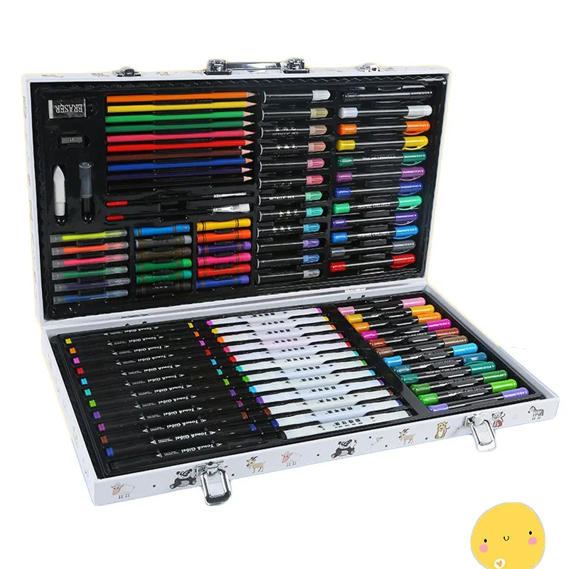 Deluxe 104pcs painting watercolor pen highlighter erasable pencil marker Children gift painting art Set