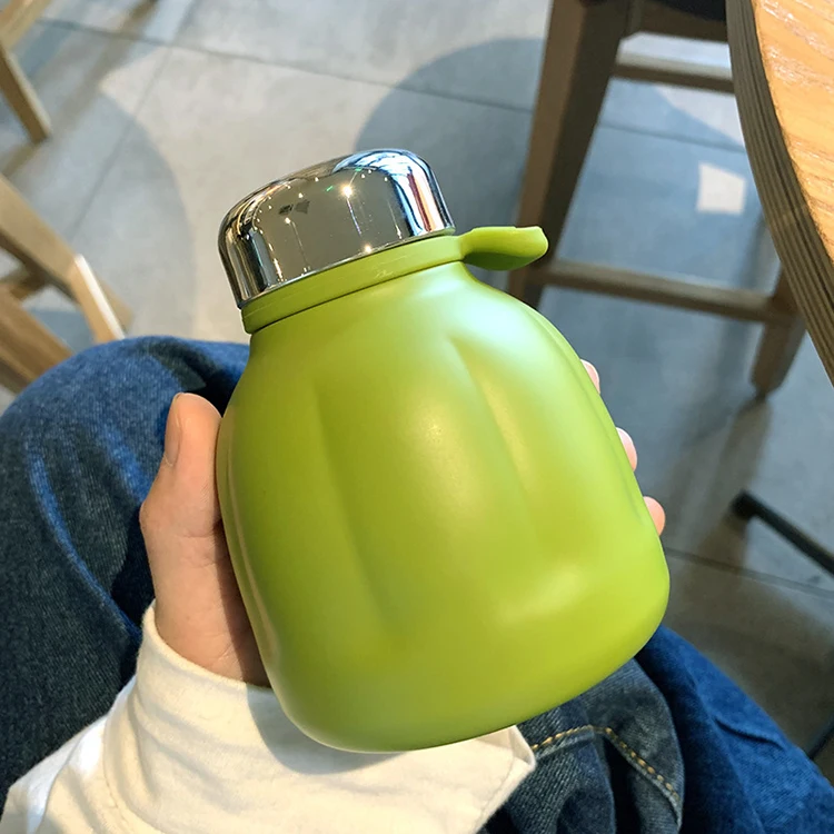 Custom Logo 250ml Water Bottle Thermo Stainless Steel Pumpkin Shape Vacuum Thermos Flask For Gift