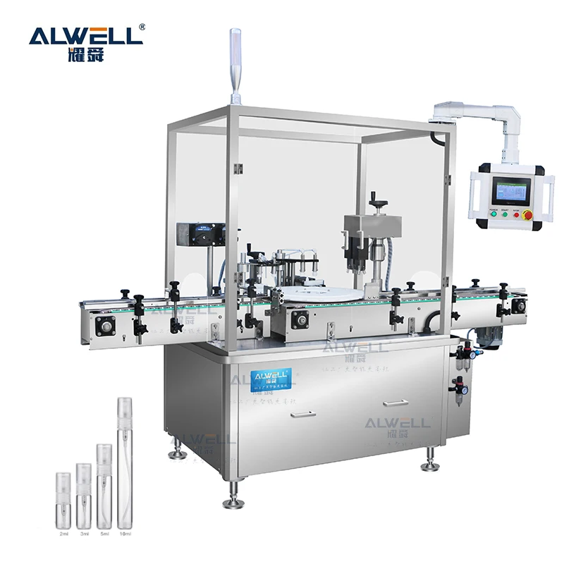 Hot selling automatic mini nasal spray bottle liquid pneumatic liquid cans vial filling capping and labeling machine