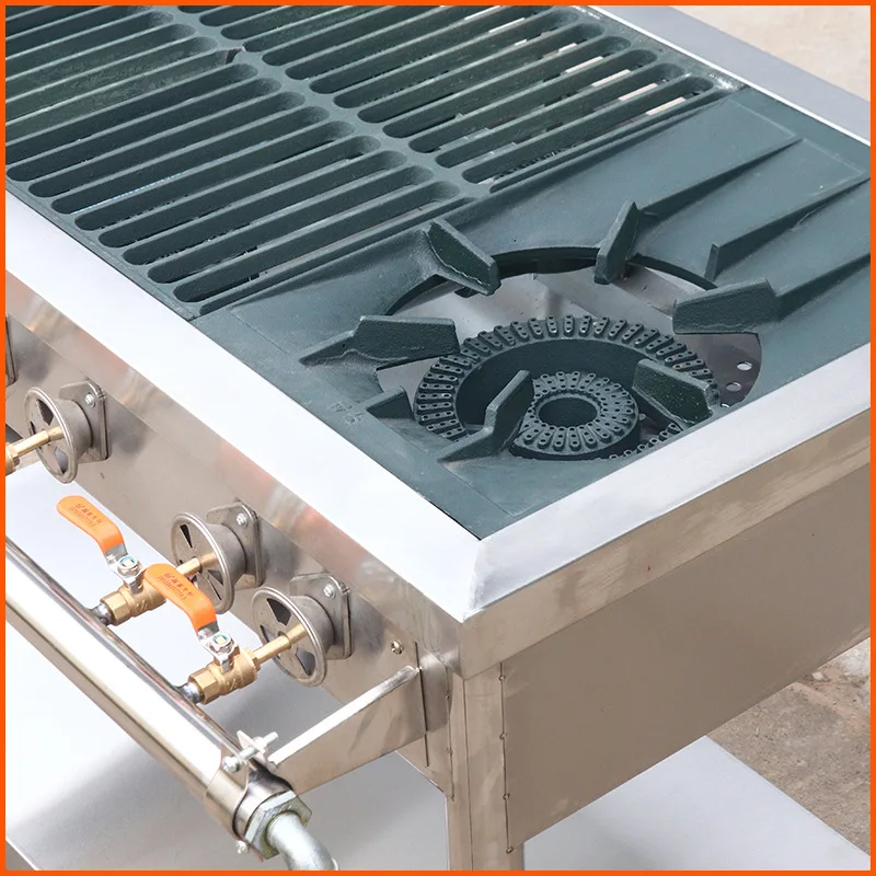 China Manufacturer Commercial Gas Stove Burner 4/6/8/10 Burner Korean Restaurant Table Top BBQ Grill