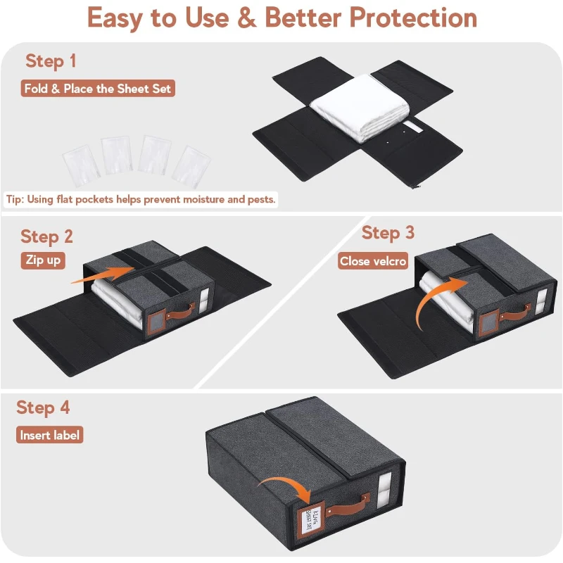 Hot Selling Multi-Functional bed sheet organizer and Storage Box Foldable Quilt Organizer with Window Label Clothes Bags