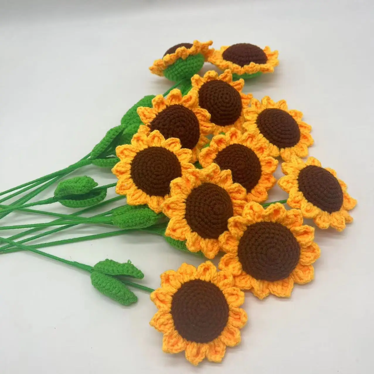 handmade Knitted Crochet Sunflower of the Artificial Flowers holiday gift Hand crocheted flower bouquet wool immortal flower