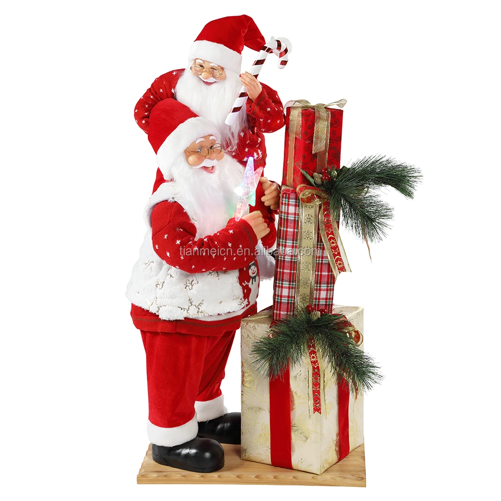 70/100cm Christmas Santa Claus with Lighting Gift Toy Ornament Decoration Festival Holiday Figurine Collection Traditional Xmas