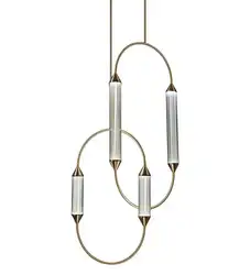 Modern Metal Glass tube Pendant lamp LED  suspended lighting fixture metal for art decoration