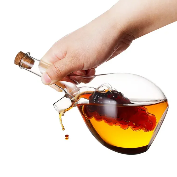 New Grape Style Oil Pot Kitchen Olive Oil & Vinegar Cruet Borosilicate Glass Bottle 65/400ml Capacity