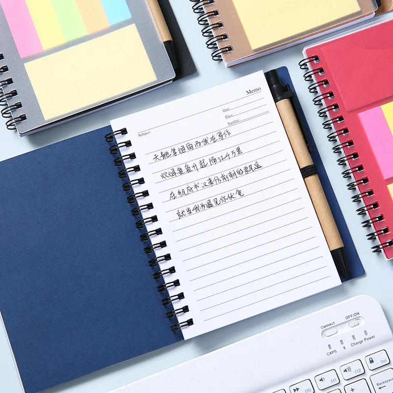 JX1952 Cheap Office Stationery Custom Printed Logo Memo Pad Sticky Note Set Custom Made Self Adhesive Spiral Sticky Note