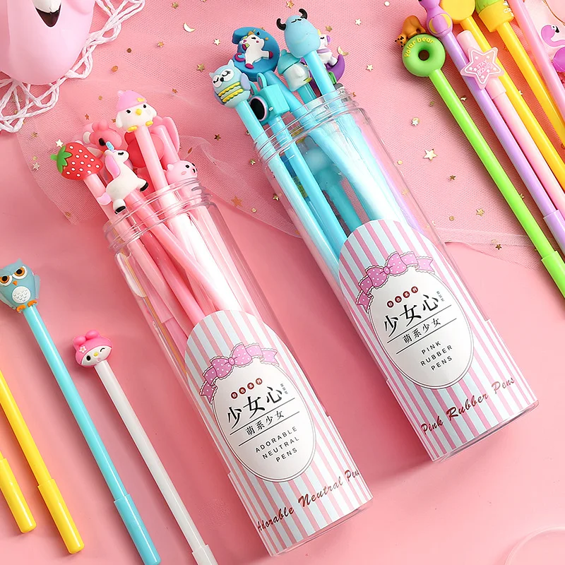 Cute Korean cartoon animals design school student gel pens set stationery supplies 0.5mm black ink 10pcs/lot