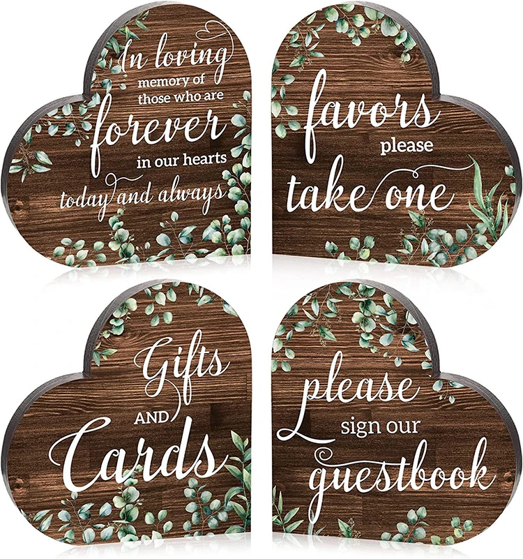 2 Pcs Rustic Wood Home Sign Farmhouse Love Wooden Heart Shaped Table Centerpiece Valentines Day Decoration wood sign